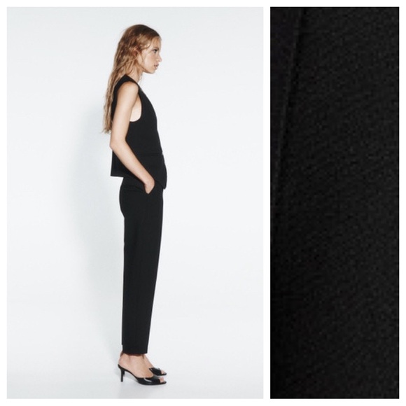 NWT. Zara Black Viscose Blend High-Waisted Trousers. Size L. - Picture 3 of 10